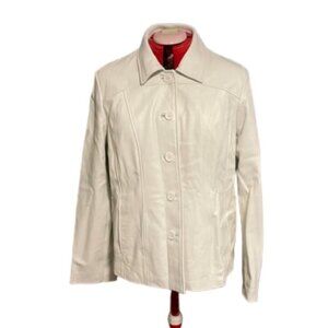 DANIER Vegan leather long sleeve double layered button up jacket pockets 2XL